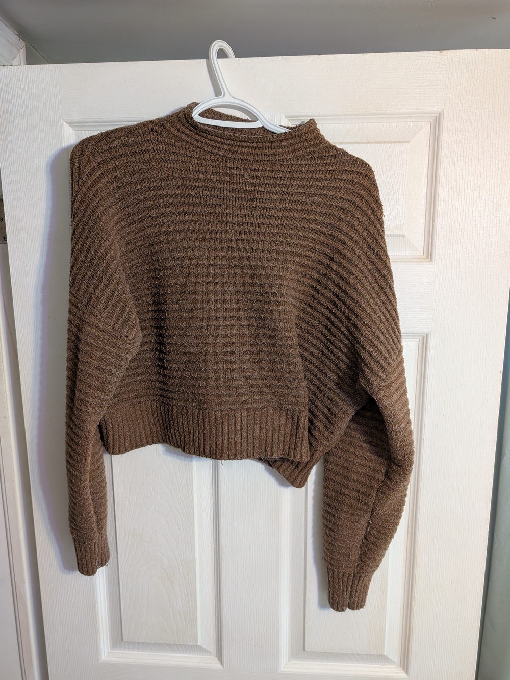Jessica Simpson Chocolate Brown Ribbed Cropped Sweater